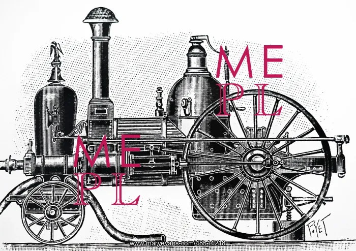 : Early American steam fire engine designed by PR : Early American steam fire engine designed by PR