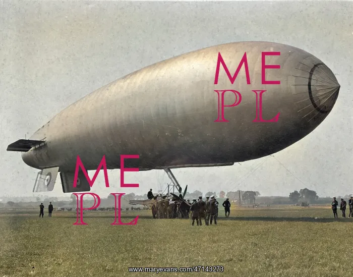 : Early British dirigible on the ground : Early British dirigible on the ground