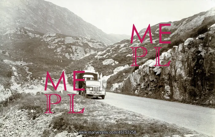 : Early Caravan trundling through the Pass of Glencoe : Early Caravan trundling through the Pass of Glencoe