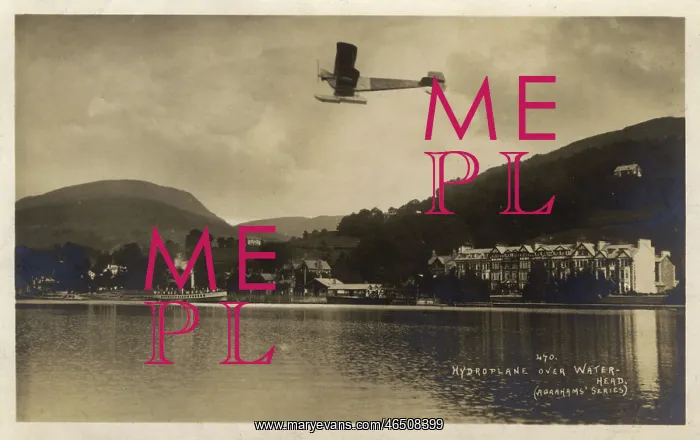 : Early Hydroplane over Waterhead, Ambleside, Cumbria : Early Hydroplane over Waterhead, Ambleside, Cumbria