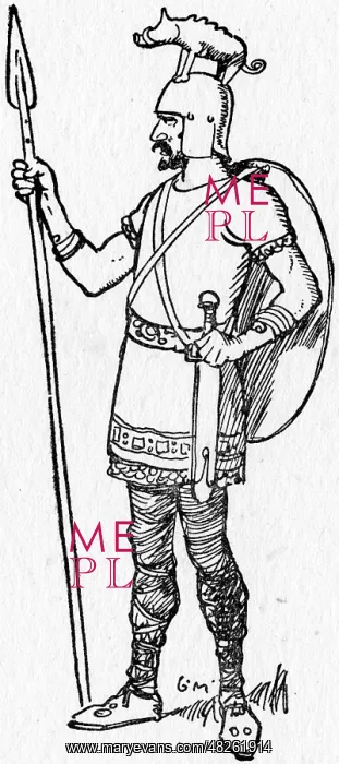 : Early medieval Warrior with boar-crested Spangelhelm : Early medieval Warrior with boar-crested Spangelhelm