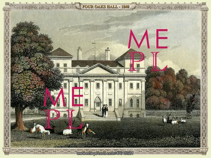 : Early Victorian view of Four Oaks Hall, Sutton Coldfield, Bi : Early Victorian view of Four Oaks Hall, Sutton Coldfield, Bi
