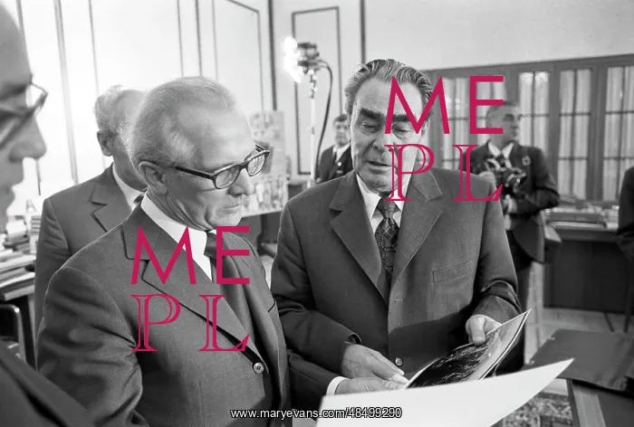 : East Germany leader Honecker and Soviet leader : East Germany leader Honecker and Soviet leader