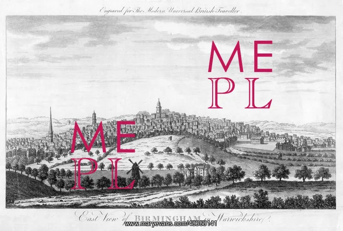 : East View of Birmingham in Warwickshire'. From : East View of Birmingham in Warwickshire'. From