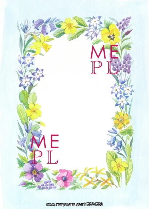 : Easter Border of Daffodils, Bluebells, Primroses : Easter Border of Daffodils, Bluebells, Primroses