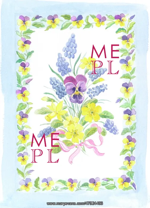 : Easter bouquet in border of pansies : Easter bouquet in border of pansies