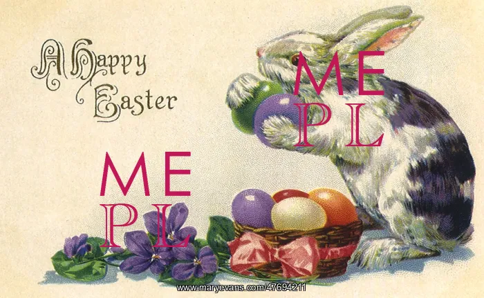  : Easter Bunny cradling Eggs