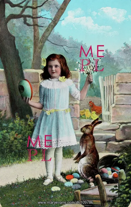 : Easter card. 'Happy Easter!' Girl : Easter card. 'Happy Easter!' Girl