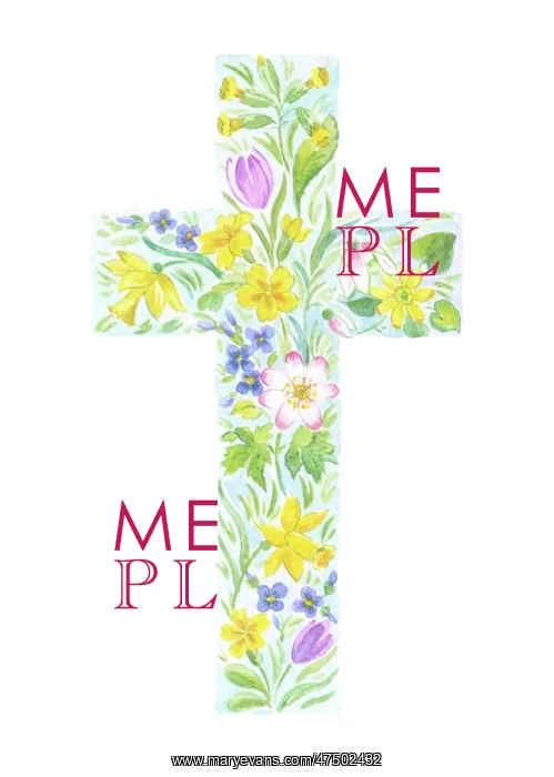 : Easter Cross with Cowslips, Primroses etc : Easter Cross with Cowslips, Primroses etc