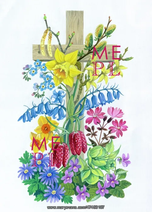  : Easter Cross – with daffodil, forsythia etc