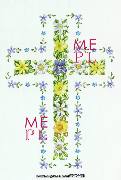 : Easter Cross ? with daisies, primroses etc : Easter Cross ? with daisies, primroses etc