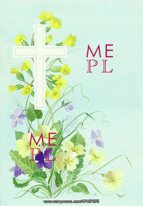  : Easter Cross design with cowslips, primroses and violets