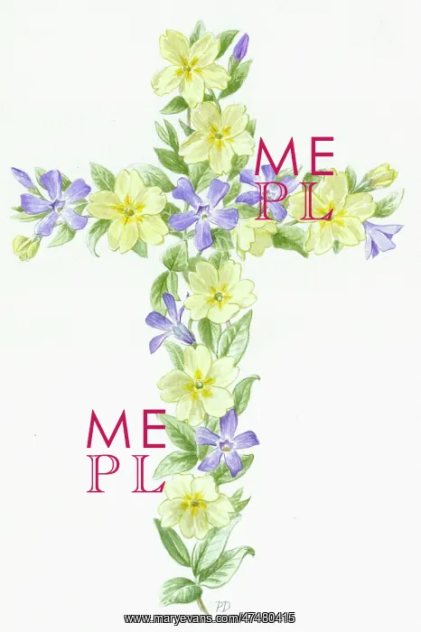  : Easter Cross of Primroses and Periwinkles