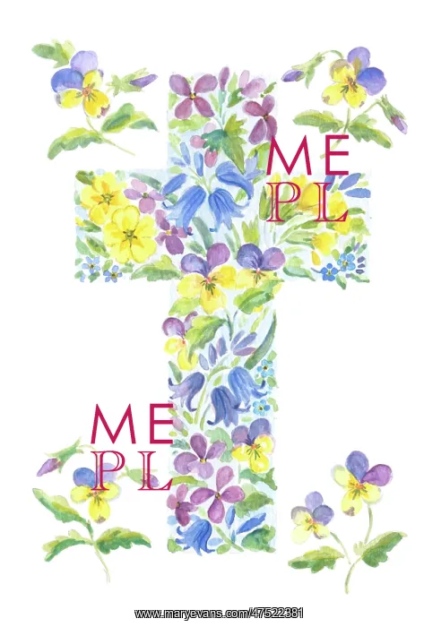 : Easter cross with violas, bluebells etc : Easter cross with violas, bluebells etc