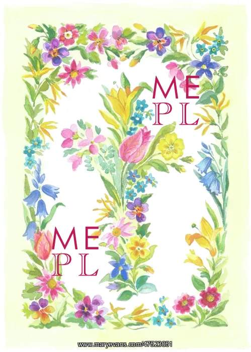 : Easter Floral Cross and border of flowers : Easter Floral Cross and border of flowers