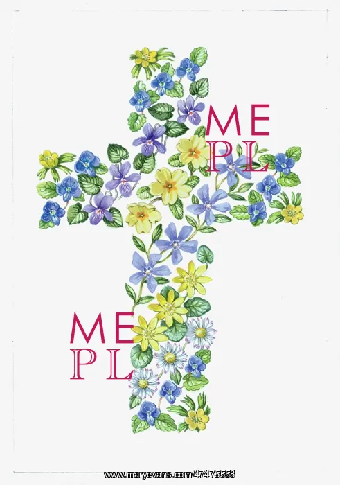 : Easter Floral Cross Violets, Primroses etc : Easter Floral Cross Violets, Primroses etc