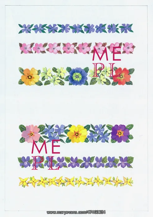 : Easter Floral design -- periwinkle, primroses, violets, etc : Easter Floral design -- periwinkle, primroses, violets, etc
