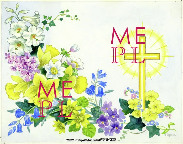 : Easter Flowers and Cross : Easter Flowers and Cross