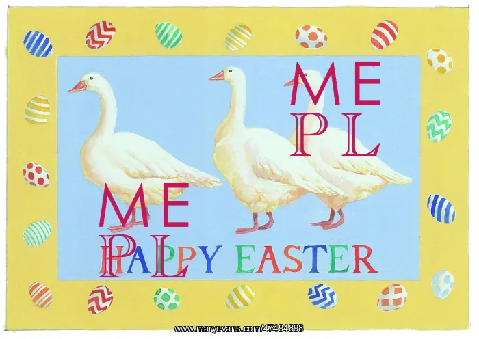 : Easter Geese with Egg Border : Easter Geese with Egg Border