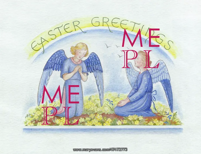 : Easter Greetings with angels and flowers : Easter Greetings with angels and flowers