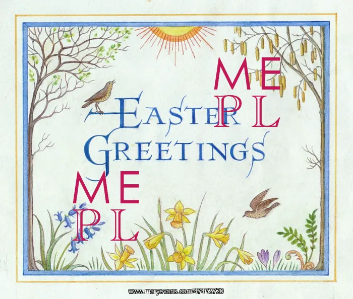 : Easter Greetings with birds and flowers : Easter Greetings with birds and flowers