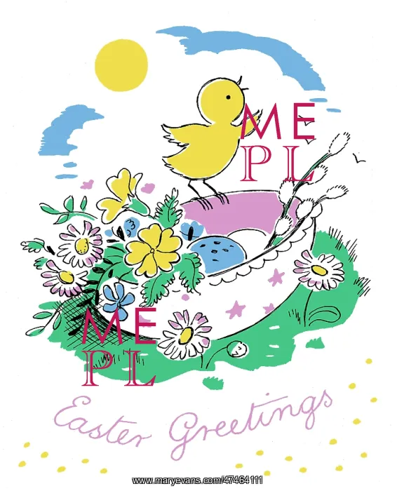  : Easter Greetings ? with chick on Easter egg