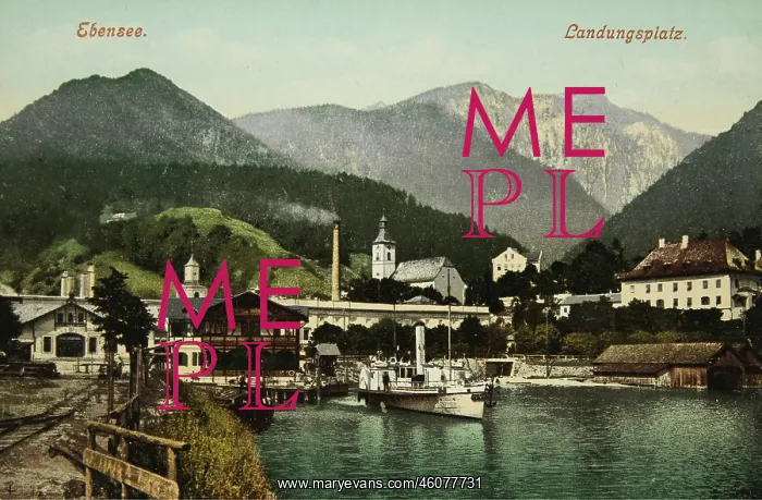 : Ebensee. Landing place with steamer. 1906 : Ebensee. Landing place with steamer. 1906