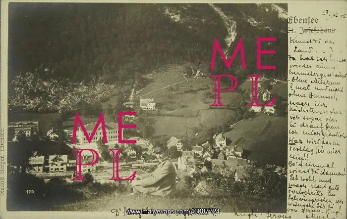 : Ebensee. St. Joseph House. Man sitting in dress : Ebensee. St. Joseph House. Man sitting in dress