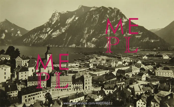 : Ebensee. View of church and village. About : Ebensee. View of church and village. About