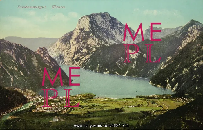 : Ebensee. View from above of the village and : Ebensee. View from above of the village and