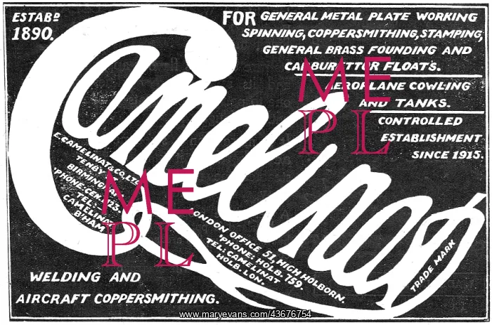 : E.Camelinat. Welding & Aircraft Coppersmiths : E.Camelinat. Welding & Aircraft Coppersmiths