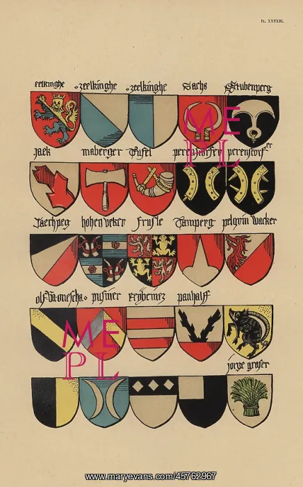 : Ecus or blazons of the German nobility, 15th century : Ecus or blazons of the German nobility, 15th century