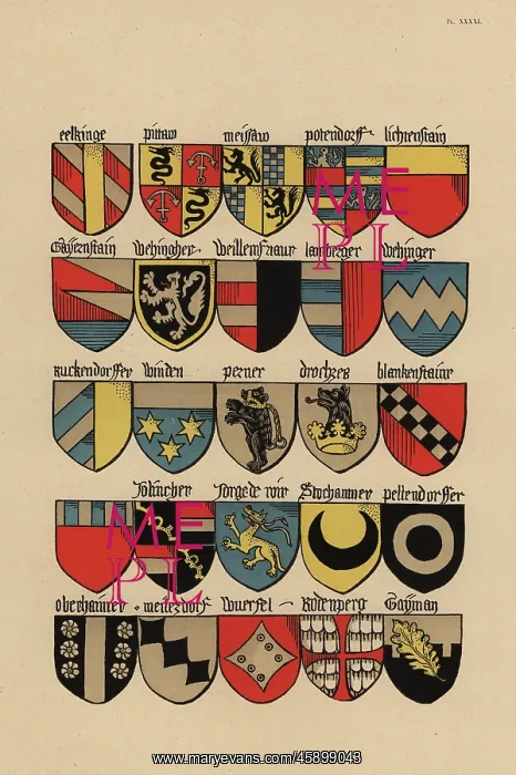 : Ecus or blazons of the German nobility, 15th century : Ecus or blazons of the German nobility, 15th century