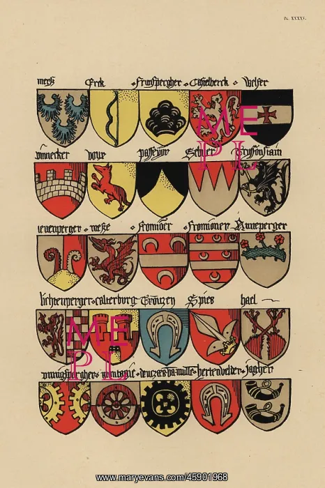 : Ecus or blazons of the German nobility, 15th century : Ecus or blazons of the German nobility, 15th century