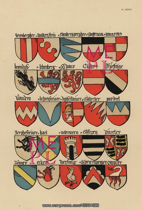 : Ecus or blazons of the German nobility, 15th century : Ecus or blazons of the German nobility, 15th century
