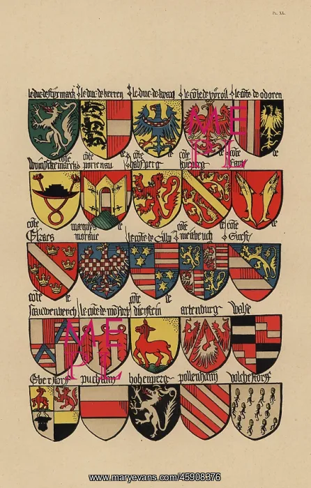 : Ecus or blazons of the German nobility, 15th century : Ecus or blazons of the German nobility, 15th century