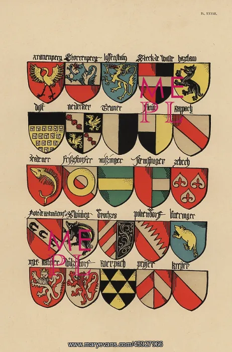 : Ecus or blazons of the German nobility, 15th century : Ecus or blazons of the German nobility, 15th century