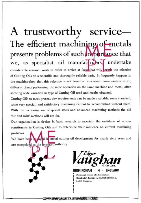 : Edgar Vaughan Machining Cutting Oils : Edgar Vaughan Machining Cutting Oils