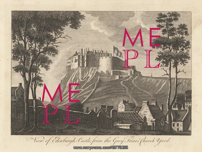 : Edinburgh Castle on Castle Rock, view from Greyfriar's : Edinburgh Castle on Castle Rock, view from Greyfriar's