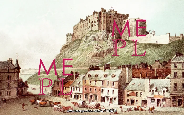 : Edinburgh Castle from the Grassmarket, Scotland : Edinburgh Castle from the Grassmarket, Scotland