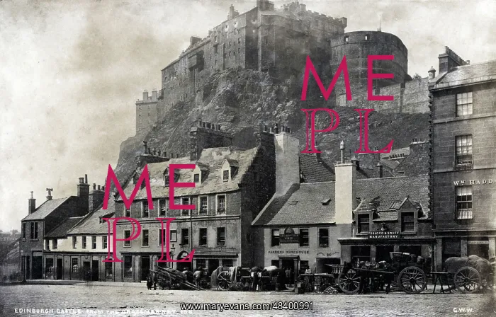 : Edinburgh Castle from the Grassmarket, Scotland : Edinburgh Castle from the Grassmarket, Scotland