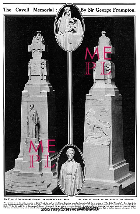 : Edith Cavell monument by George Frampton, WW1 : Edith Cavell monument by George Frampton, WW1