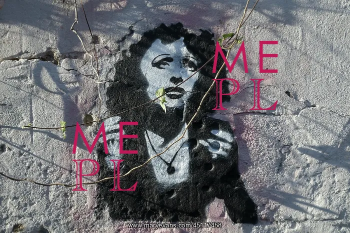 : Edith Piaf graffiti portrait, Alfama, Lisbon, Portugal : Edith Piaf graffiti portrait, Alfama, Lisbon, Portugal