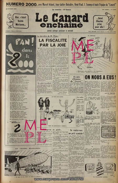 : Edition of Le Canard Enchaine, satirical newspaper : Edition of Le Canard Enchaine, satirical newspaper