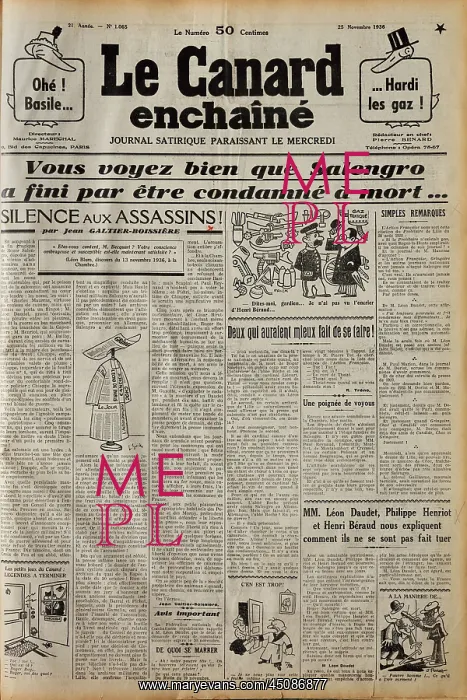 : Edition of Le Canard Enchaine, satirical newspaper : Edition of Le Canard Enchaine, satirical newspaper