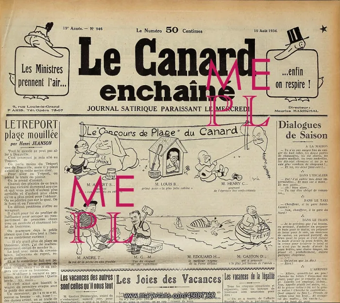 : Edition of Le Canard Enchaine, satirical newspaper : Edition of Le Canard Enchaine, satirical newspaper