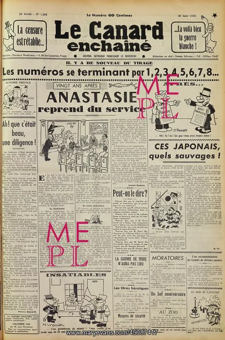 : Edition of Le Canard Enchaine, satirical newspaper : Edition of Le Canard Enchaine, satirical newspaper