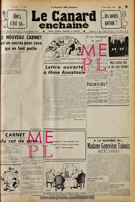 : Edition of Le Canard Enchaine, satirical newspaper : Edition of Le Canard Enchaine, satirical newspaper