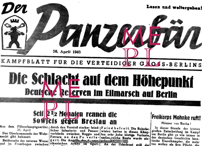 : Edition of the Panzerbaer during the Battle of Berlin : Edition of the Panzerbaer during the Battle of Berlin