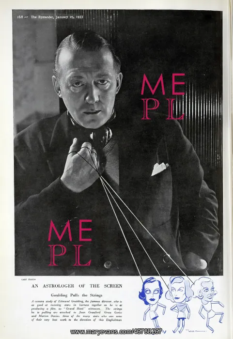 : Edmund Goulding, director, portrait with puppet strings : Edmund Goulding, director, portrait with puppet strings